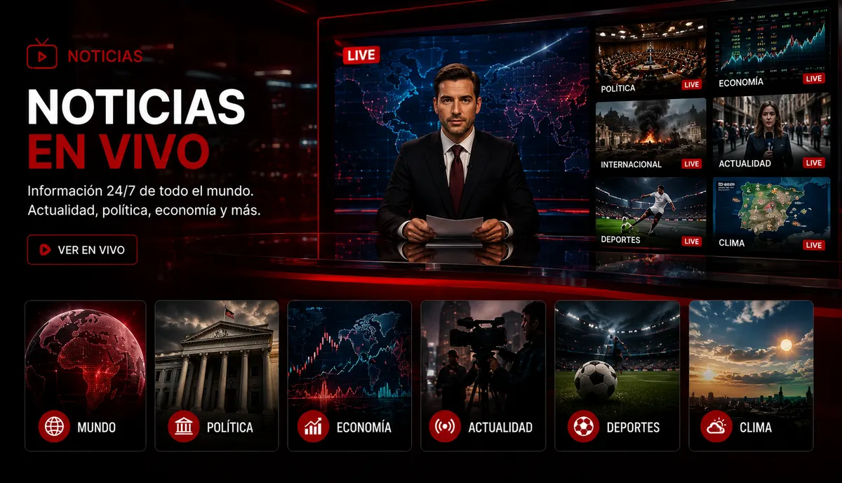 Presentador de noticias en un plató de televisión