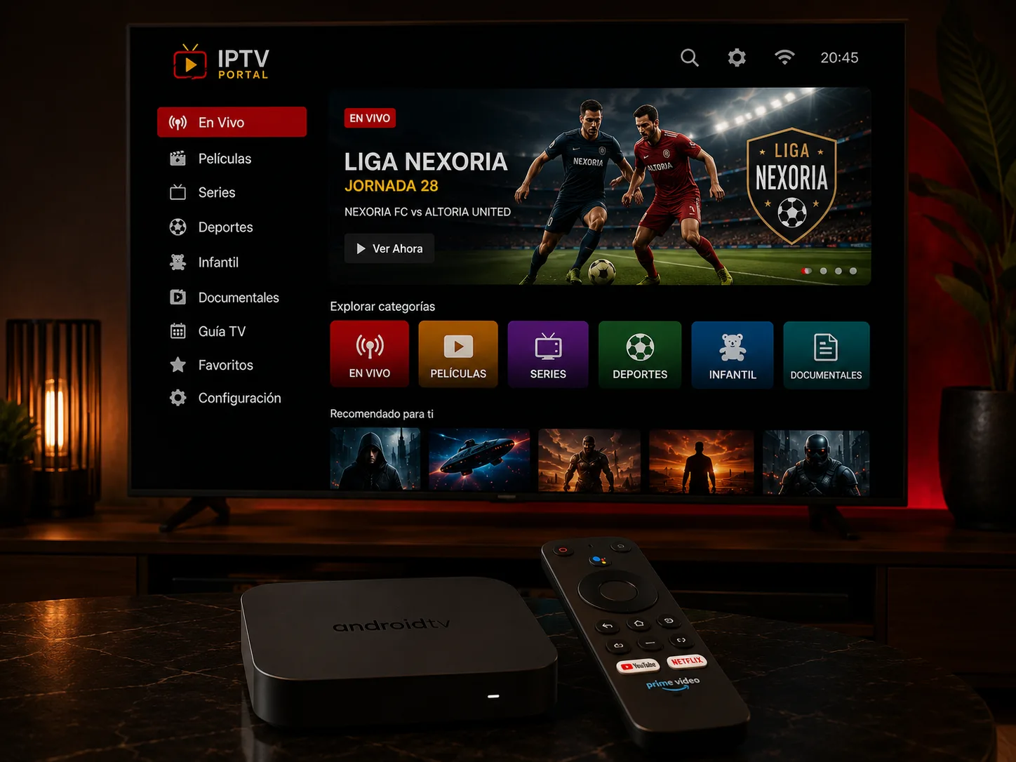 Android TV listo para configurar IPTV Portal