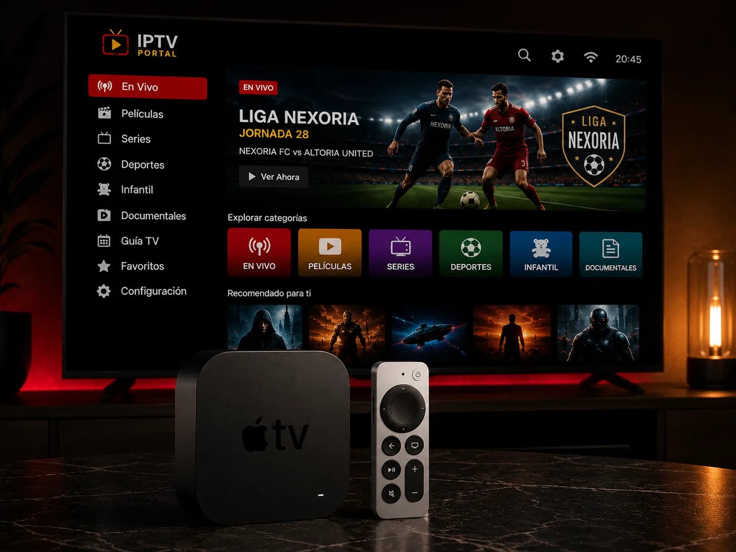 Apple TV listo para configurar IPTV Portal