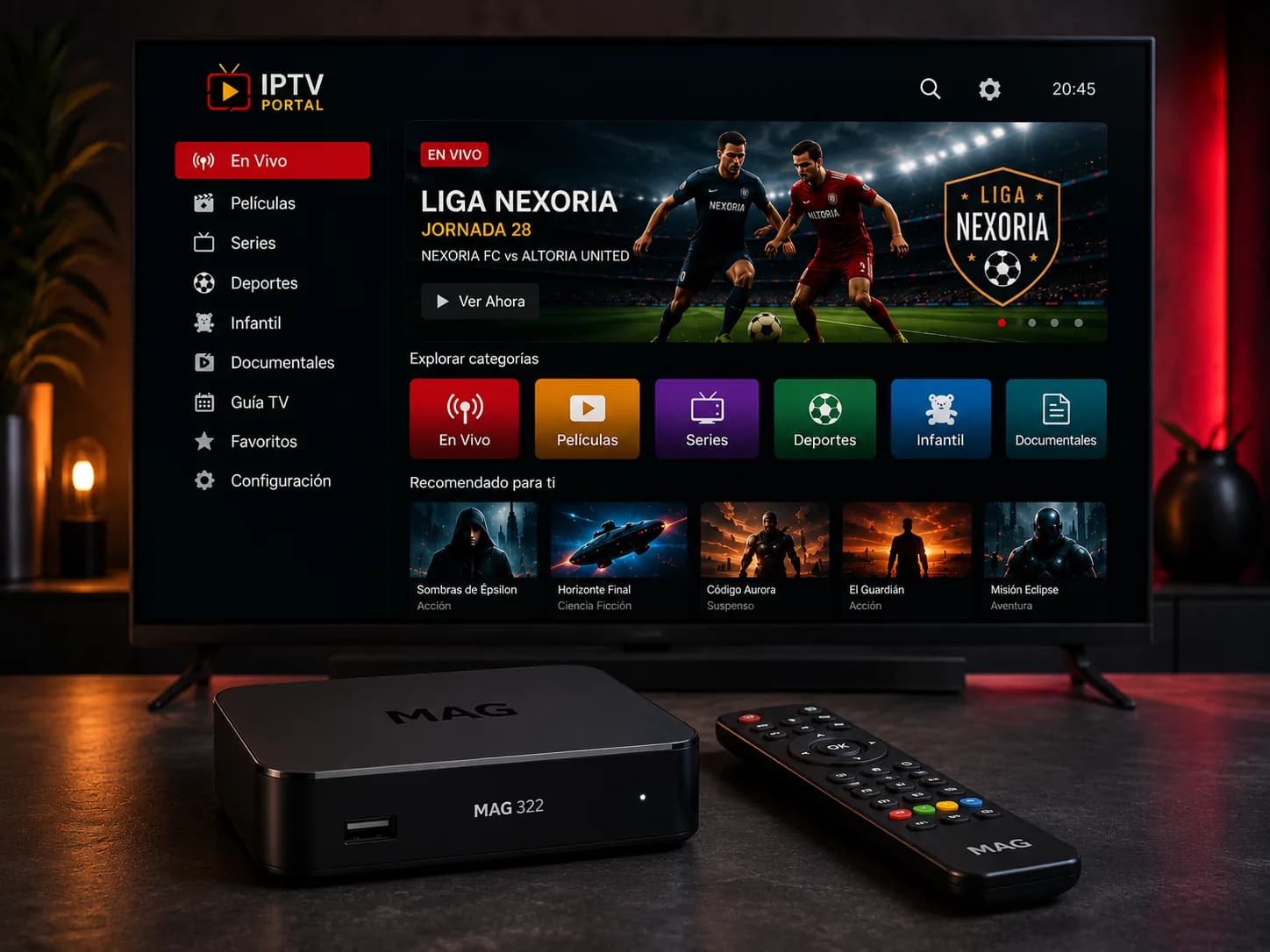 Dispositivos MAG listo para configurar IPTV Portal